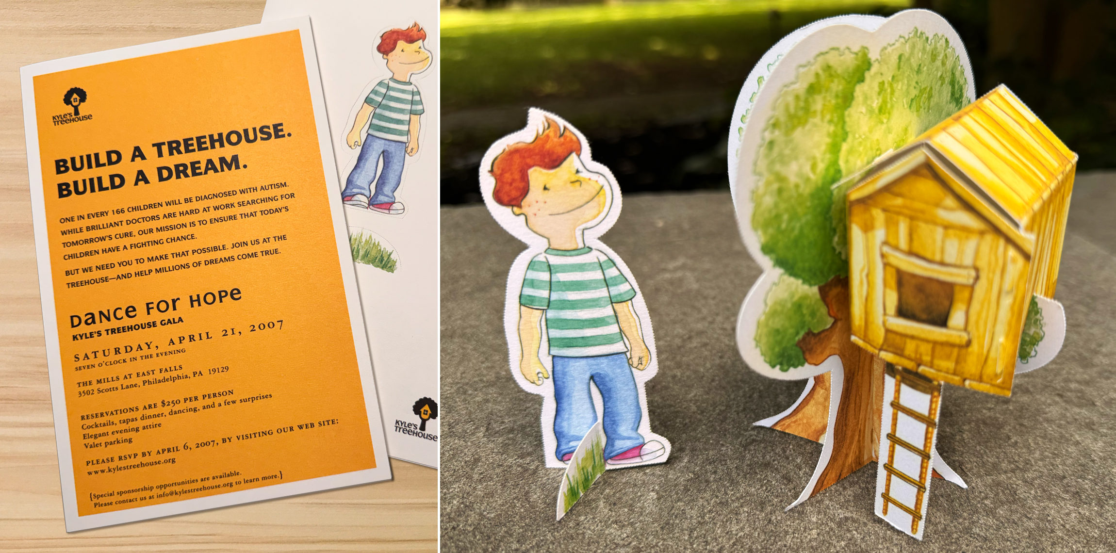 Kyle’s Treehouse nonprofit fundraising campaign illustration and print design by Open Haus Studio