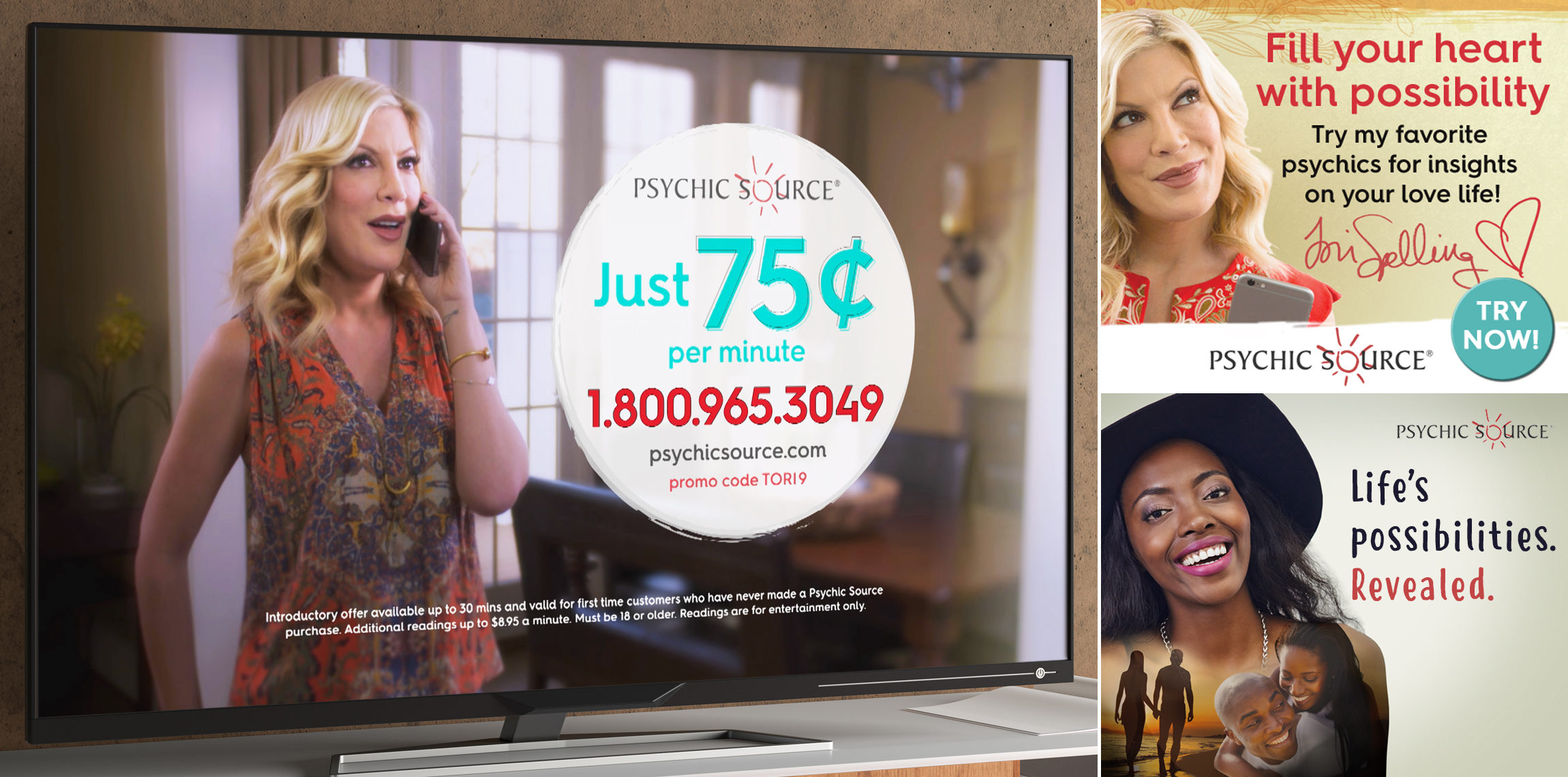 Psychic Source integrated TV, digital, and print advertising campaign by Open Haus Studio